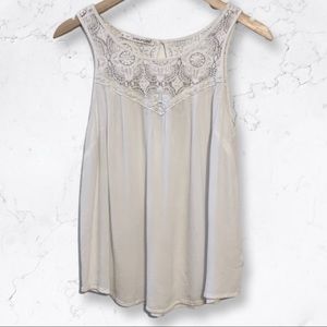 Maurices White Tank with Crocheted Accent